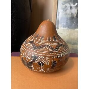 Peruvian Carved South American Gourd "mate burilado" Boho Decor Eclectic Decor